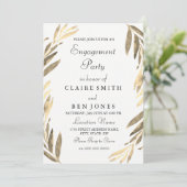 Moderne elegante Golden Leaf Engagement Party einl Einladung (Stehend Vorderseite)