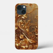 Moderne, elegante goldene Blütenkurve Case-Mate iPhone Hülle (Rückseite)