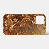 Moderne, elegante goldene Blütenkurve Case-Mate iPhone Hülle (Rückseite (Horizontal))