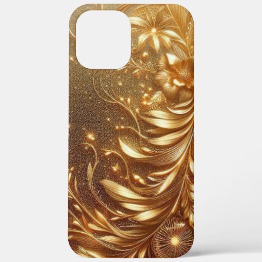 Moderne, elegante goldene Blütenkurve Case-Mate iPhone Hülle (Rückseite)