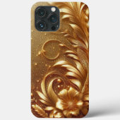 Moderne, elegante goldene Blütenkurve Case-Mate iPhone Hülle (Rückseite)