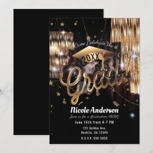 Moderne elegante goldene Glam-Abschlussfeier Einladung