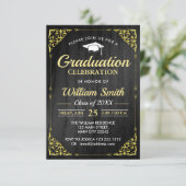 Moderne elegante Goldene Graduierungsparty mit Fot Einladung (Stehend Vorderseite)