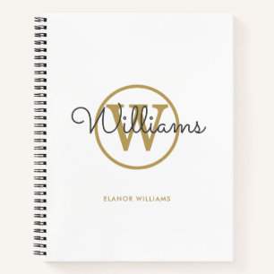 Moderne elegante goldene Monogramm-Name-Notizbuch Notizblock