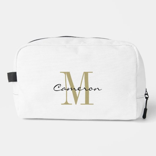 Moderne elegante goldene personalisierte Monogramm Waschbeutel (Vorderseite)