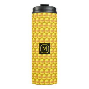 Moderne elegante goldene Punkte & Monogramm Thermosbecher