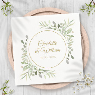 Moderne elegante goldene Schrift Grün Serviette