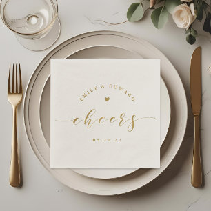Moderne elegante goldene Schrift Hochzeit Serviette