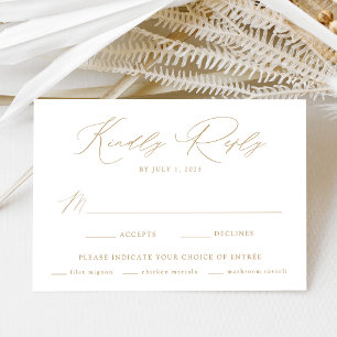Moderne elegante goldene Schrift Mahlzeitenwahl RSVP Karte