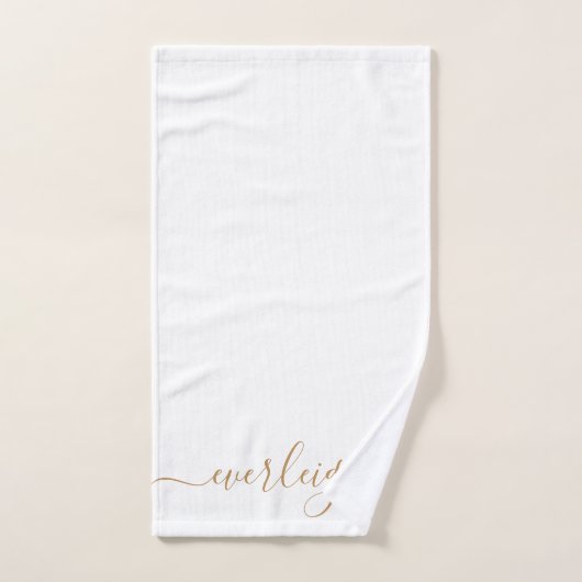 Moderne elegante Goldene Schrift Name Weiß Badhandtuch Set (Handtuch)