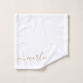 Moderne elegante Goldene Schrift Name Weiß Badhandtuch Set (Waschlappen)