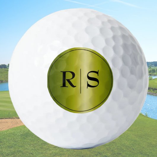 Moderne elegante goldene und schwarze Monogrammier Golfball