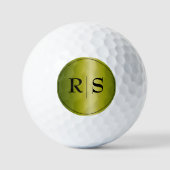 Moderne elegante goldene und schwarze Monogrammier Golfball (Vorderseite)