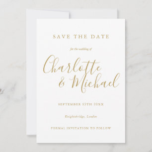 Moderne elegante goldene Unterschrift Script Foto  Save The Date