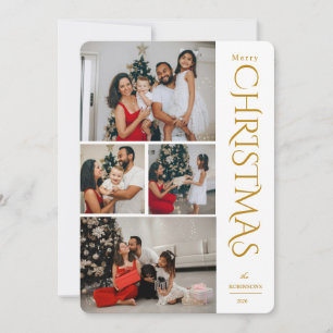Moderne elegante goldene Weihnachts-Fotocollage mi Feiertagskarte