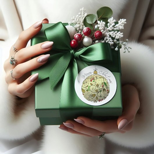 Moderne Elegante Goldene Weihnachtszeit Runder Aufkleber