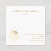 Moderne, elegante Goldfolie Kuchen hausgemachte Bä Quadratische Visitenkarte (Rückseite)