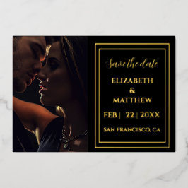 moderne, elegante Goldfolie Save the Date Folieneinladung
