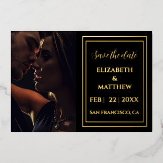 moderne, elegante Goldfolie Save the Date Folieneinladung
