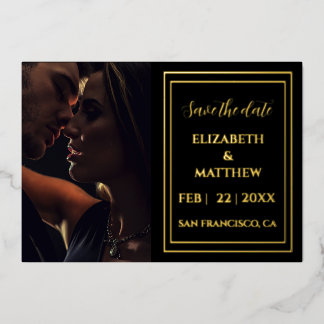moderne elegante Goldfolie-Save-the-Date-Karte Folieneinladung