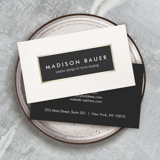 Moderne, elegante goldgeflechte, schwarze und beig visitenkarte