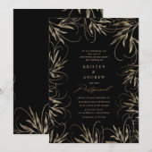 moderne elegante goldgelbe Botanische Hochzeit ver Einladung (Vorne/Hinten)