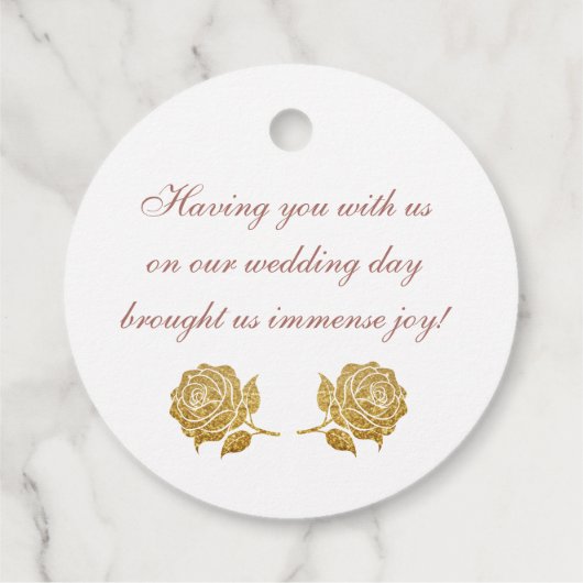 Moderne, elegante Goldhochzeit Rose Vielen Dank Geschenkanhänger (Rückseite)
