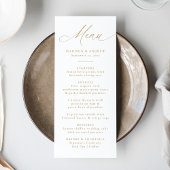 Moderne elegante Goldkalligraphie-Hochzeit Menükarte