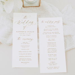 Moderne elegante Goldkalligraphie-Hochzeit Programm