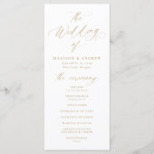 Moderne elegante Goldkalligraphie-Hochzeit Programm (Vorderseite)