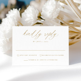 Moderne elegante Goldkalligraphie-Hochzeit RSVP Karte