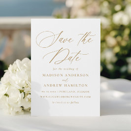 Moderne elegante Goldkalligraphie-Hochzeit Save The Date