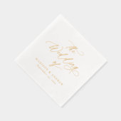 Moderne elegante Goldkalligraphie-Hochzeit Servietten Mit Folie (Rechts)