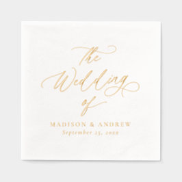 Moderne elegante Goldkalligraphie-Hochzeit Servietten Mit Folie