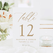 Moderne elegante Goldkalligraphie-Hochzeit Tischnummer