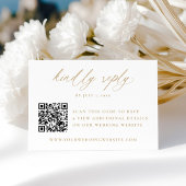 Moderne elegante Goldkalligraphie QR Code Hochzeit RSVP Karte