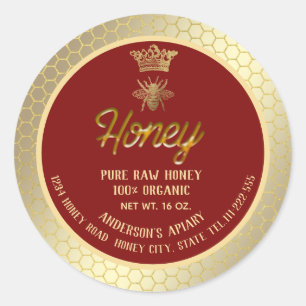Moderne, elegante Goldkronen Honigkraut Honigkraut Runder Aufkleber