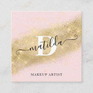 Moderne, elegante Goldkunst Glitzer rosa Make-up Quadratische Visitenkarte