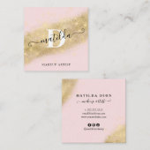 Moderne, elegante Goldkunstlerin Glitzer pink Make Quadratische Visitenkarte (Vorne/Hinten)