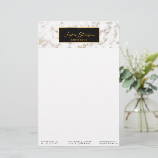 Moderne elegante Goldmarmor-Bezeichnung - Statione Briefpapier (Stehend Vorderseite)