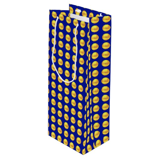 Moderne elegante Goldpunkte auf blau Geschenktüte Für Weinflaschen (Vorderseite Schrägansicht)