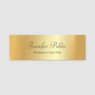 Moderne elegante Goldschablonen-handgeschriebenes Namensschild