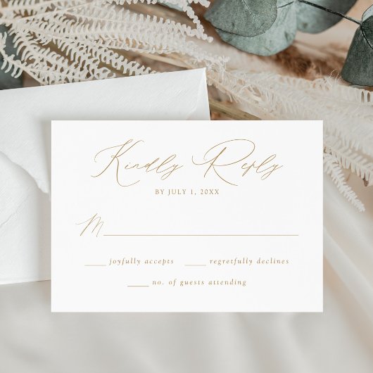 Moderne, elegante GoldskriptWedding RSVP Karte