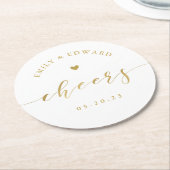 Moderne, elegante GoldskriptWedding Runder Pappuntersetzer (Angewinkelt)