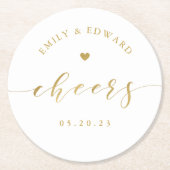 Moderne, elegante GoldskriptWedding Runder Pappuntersetzer (Vorderseite)