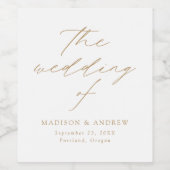 Moderne, elegante GoldskriptWedding Weinetikett (Einzelnes Label)