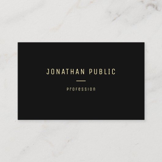 Moderne, elegante Goldtextname Schwarze Vorlage Visitenkarte (Vorderseite)