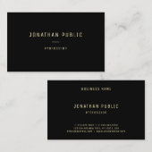 Moderne, elegante Goldtextname Schwarze Vorlage Visitenkarte (Vorne/Hinten)