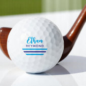 Moderne Elegante Golfer Blauer Name 3 Streifen Golfball