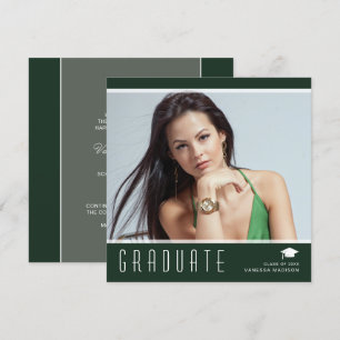 Moderne Elegante Graduate Stilvolles Foto Grün Wei Ankündigung